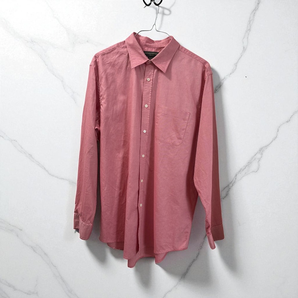 Banana Republic Relaxed Fit Mens‎ XL Red Button Down Shirt Long Sleeve